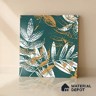 Floral Wall Tile TL 07249 C Plana 8007 GLM (Gold) 1 ft x 1 ft Ceramic Matte Finish - 9 mm  | 2 mm Spacer is Mandatory | Please Expect a Slight Variation of Pattern (Sample)